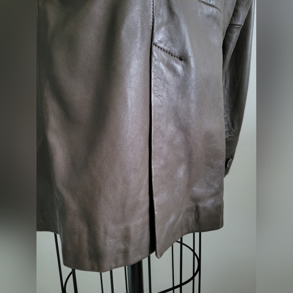 BOD & CHRISTENSEN brown leather hip length jacket - Picture 9 of 10